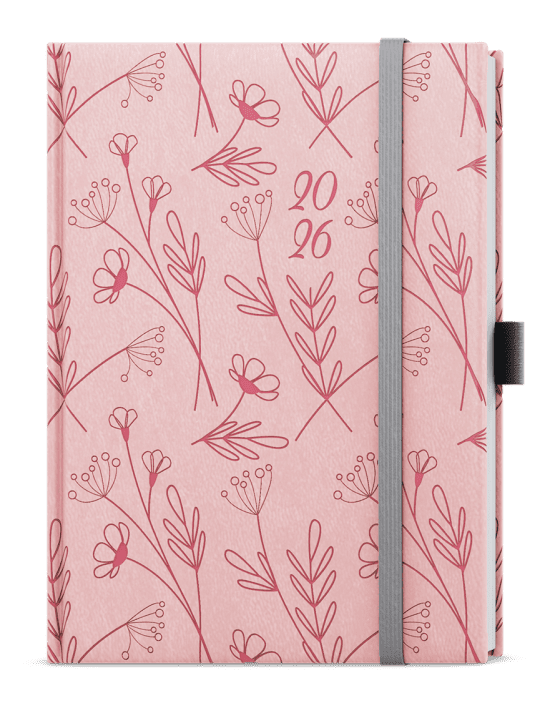 Baloušek Denní diář Adam - Vivella extra - B6 - pastelová růžová - Kvítí - BDA62-26