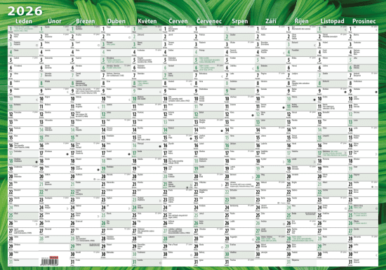 Baloušek Nástěnný roční kalendář 2026 - Listy - A2 - BKA10-26 - Baloušek