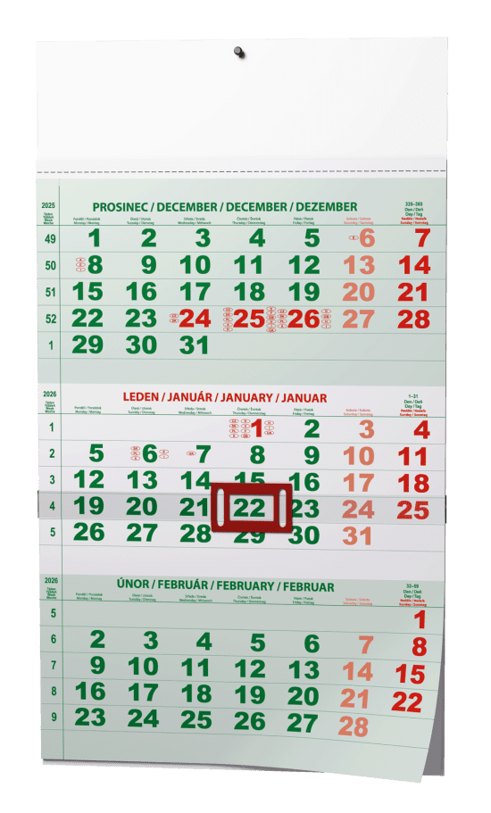 Baloušek Nástěnný kalendář 2026 - Třiměsíční - A3 - zelený - BNC2-26 - Baloušek   10