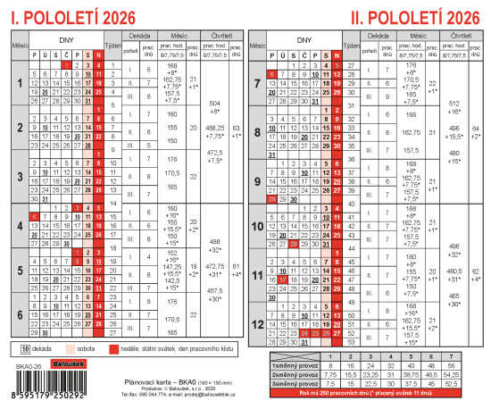 Baloušek Plánovací karta 2026 - A5 - BKA0-26