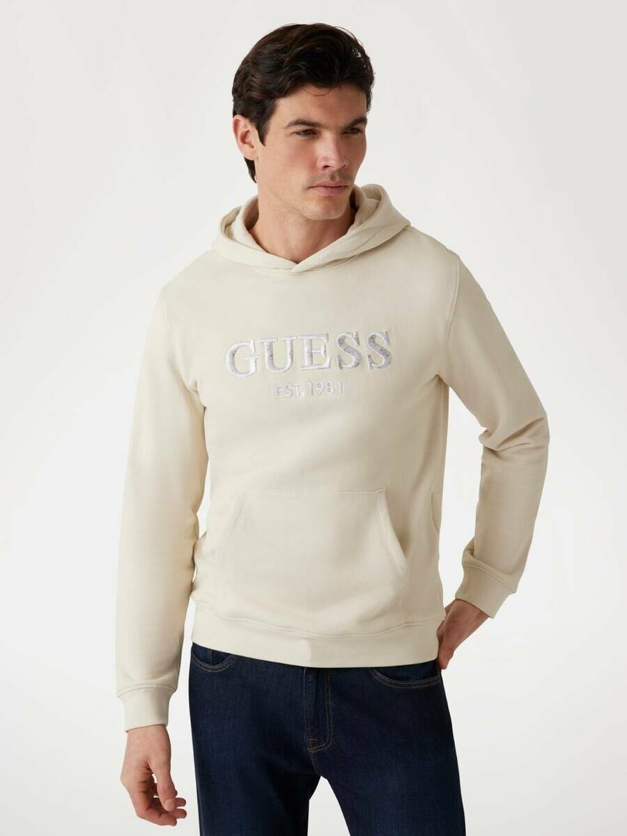 Guess pánská krémová mikina s kapucí - L (G1V7)