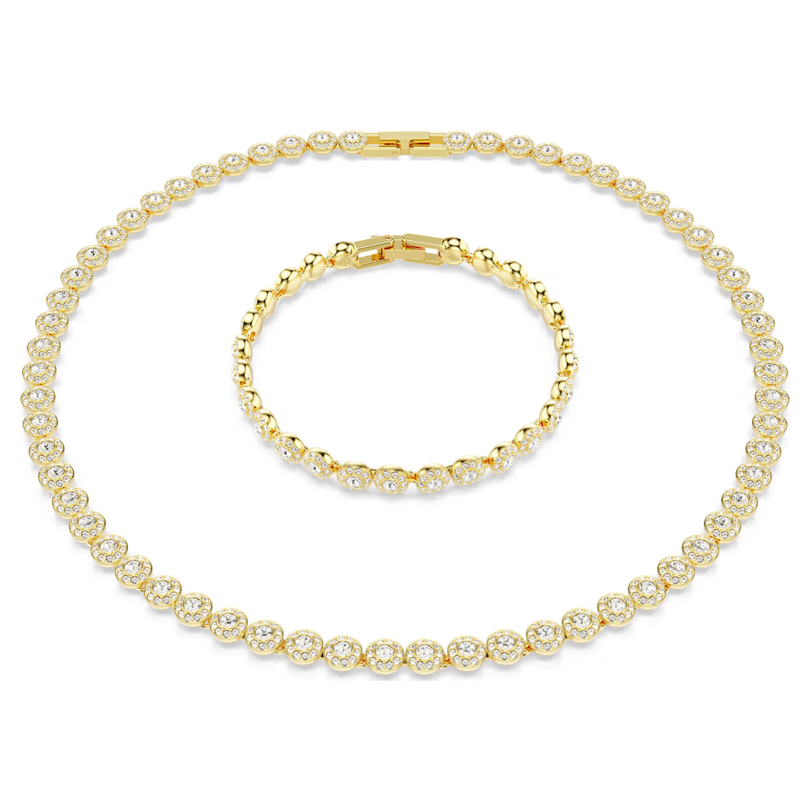 Swarovski Luxusní pozlacená sada šperků s krystaly Angelic 5720506 (náramek, náhrdelník)