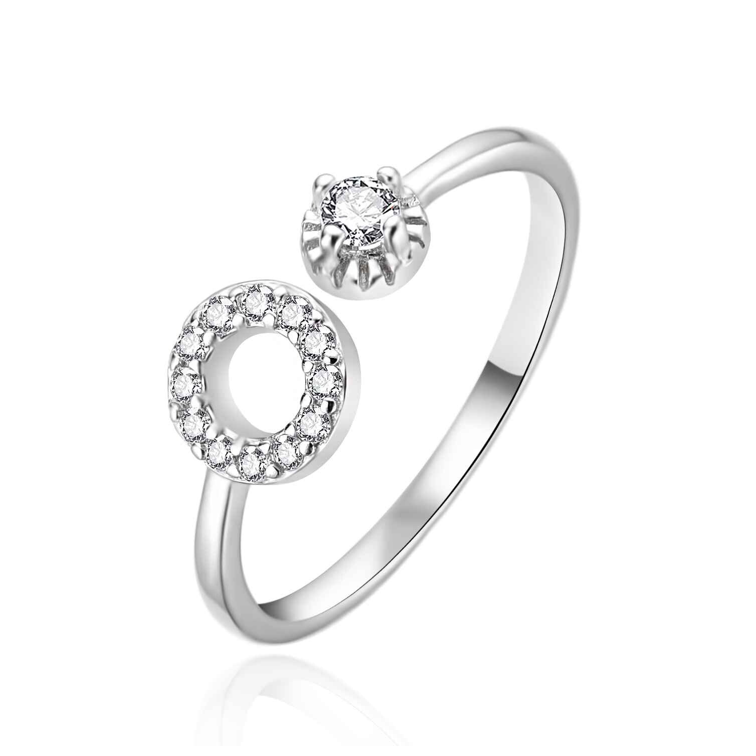 Agato Oslnivý otevřený prsten ze stříbra AGT-R67W 57 mm