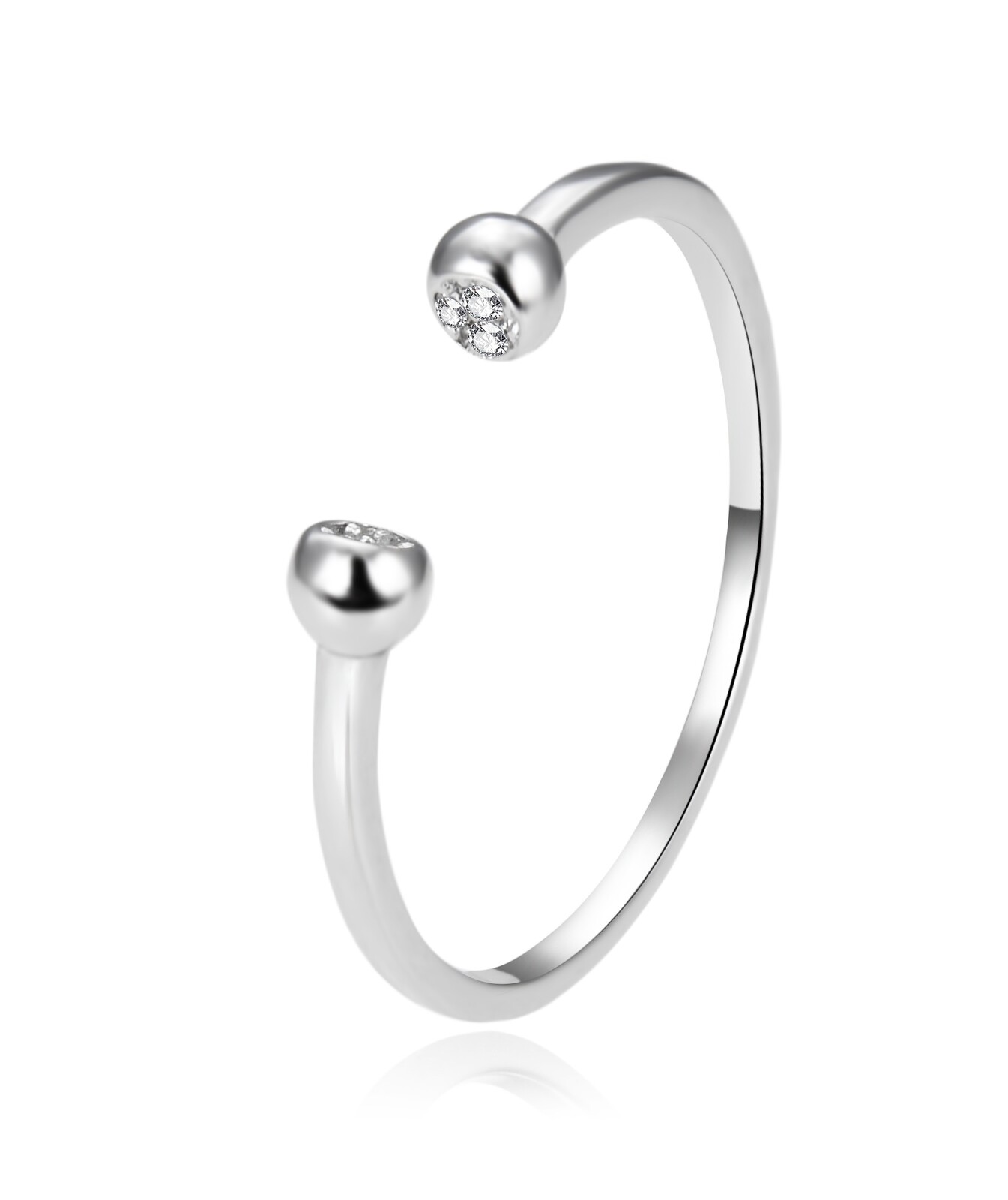 Agato Otevřený stříbrný prsten se zirkony AGT-R45W 57 mm