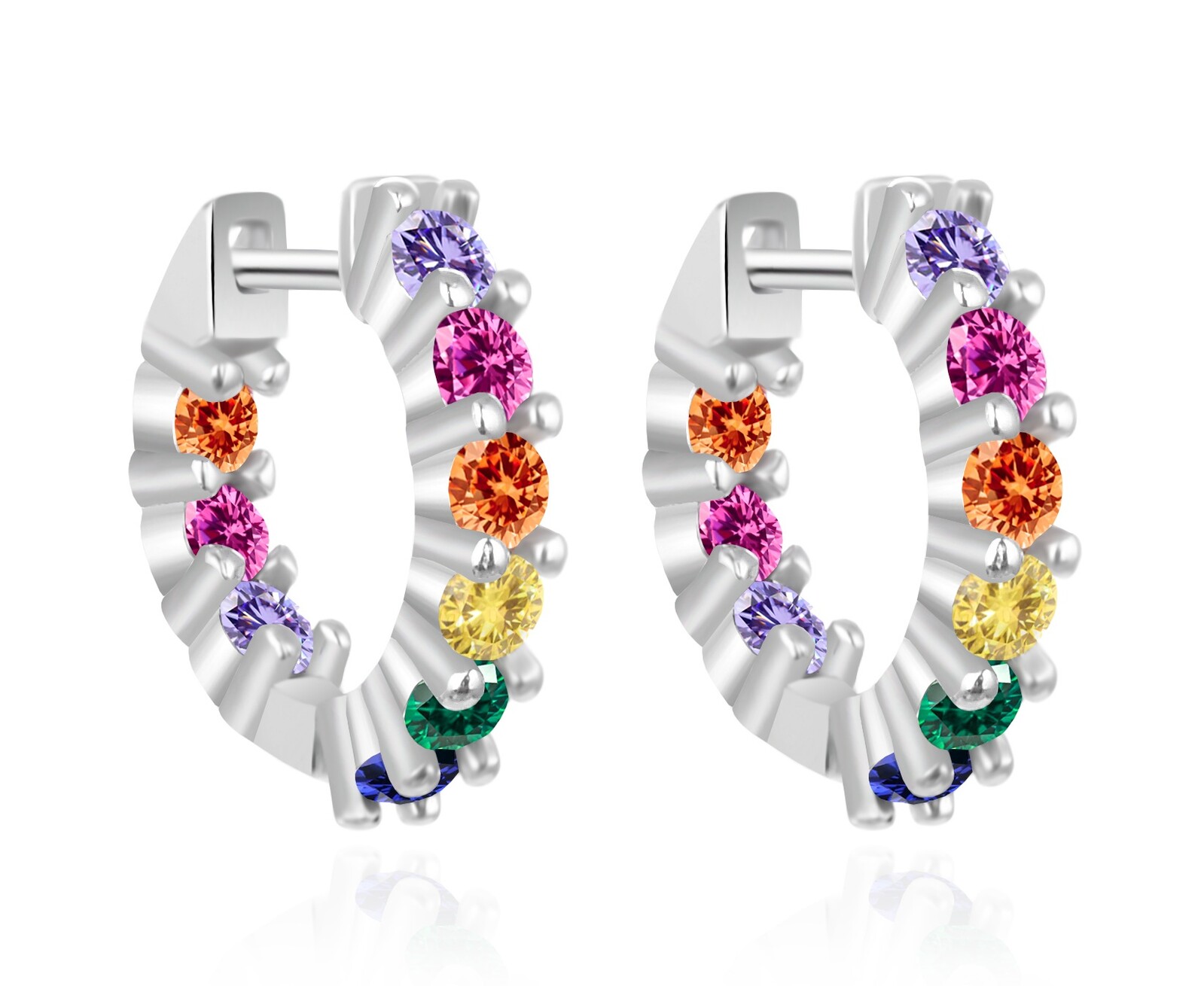 Agato Slušivé kruhové náušnice s barevnými zirkony AGT-E192KC