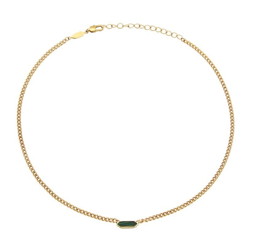 BREIL Nadčasový pozlacený náhrdelník s malachitem pro ženy Stylize TJ3657