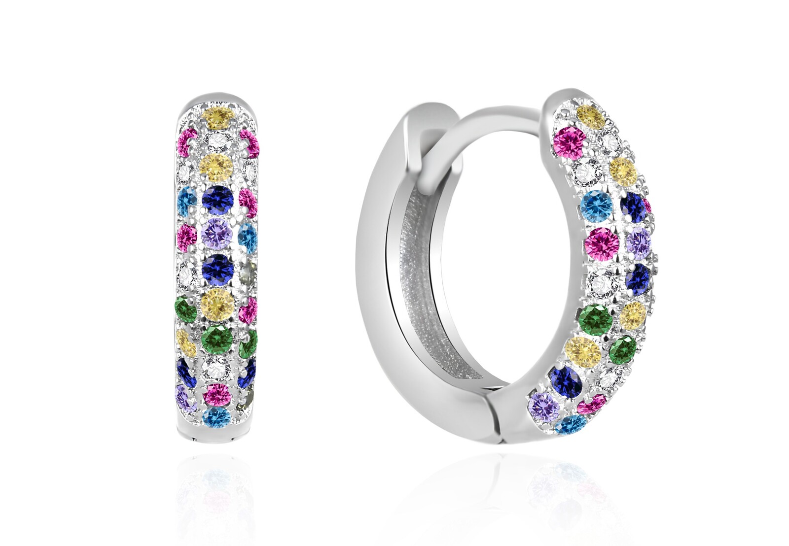 Agato Třpytivé stříbrné kruhy s barevnými zirkony AGT-E193KC