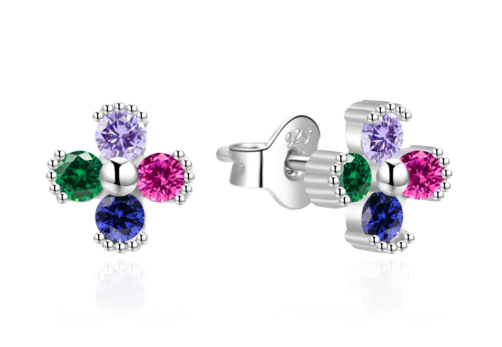Agato Hravé stříbrné náušnice s barevnými zirkony AGT-E208PC