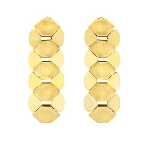 BREIL Extravagantní pozlacené náušnice Hexagonia TJ3636