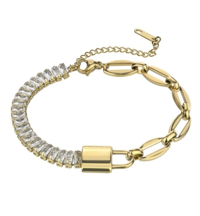 Marc Malone Pozlacený náramek se zirkony Jacqueline White Bracelet MCB24037G