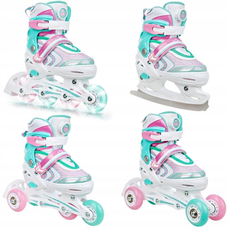 Raven Lia PLUS (svítící kola LED, utahování kolečkem) dětské brusle 4v1