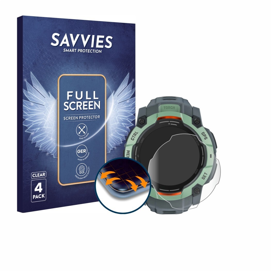Ochranné fólie 4x Savvies Full-Screen Screen Protector for Garmin Instinct 3 AMOLED (50 mm)