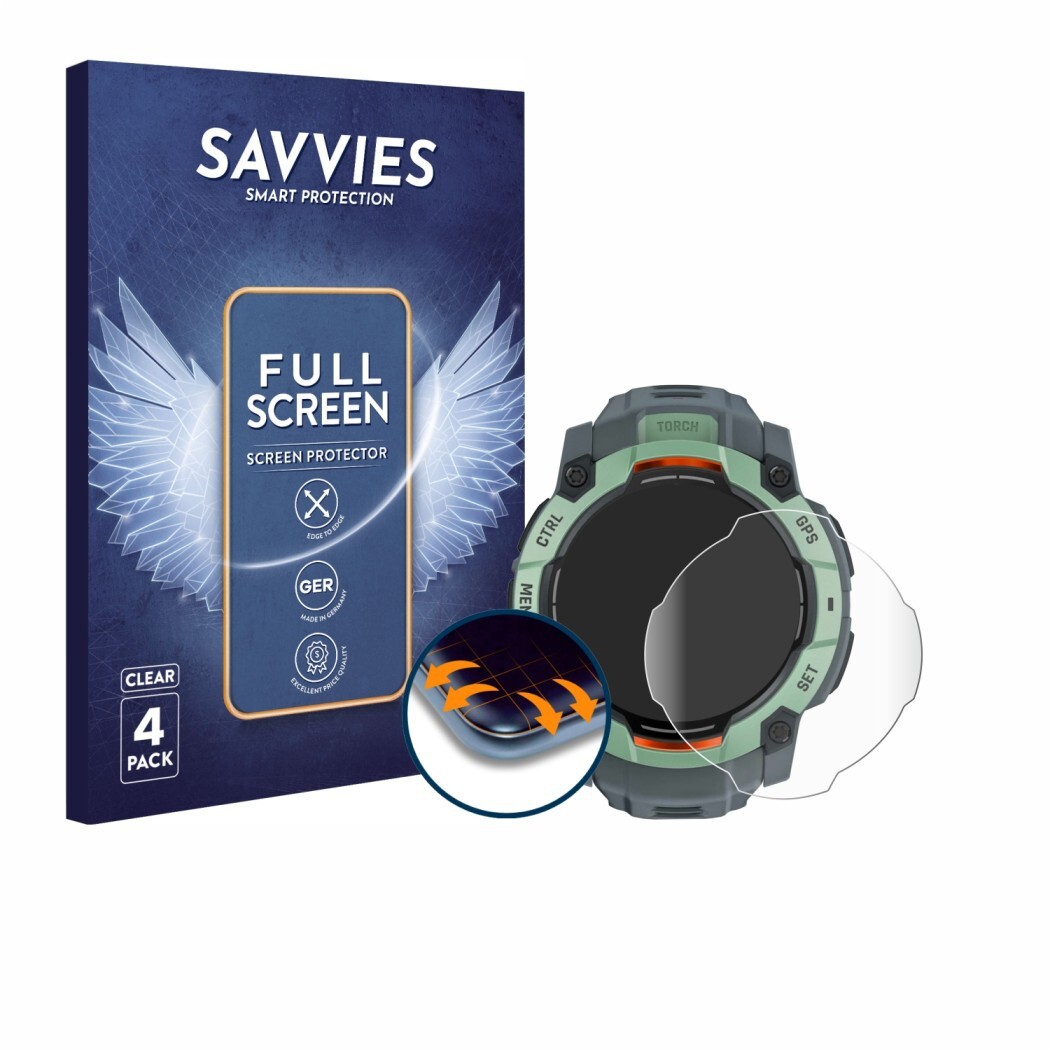 Ochranné fólie 4x Savvies Full-Screen Screen Protector for Garmin Instinct 3 AMOLED (45 mm)