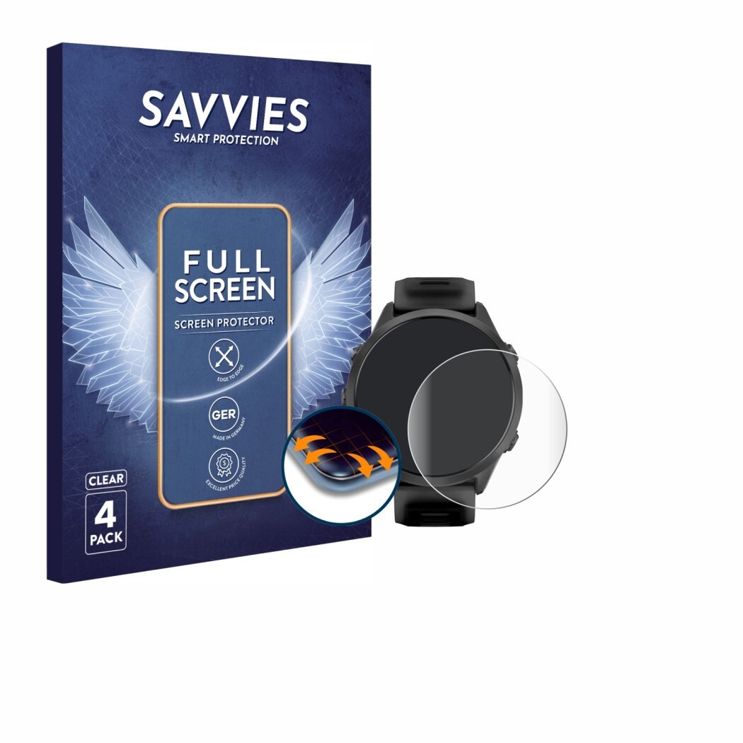 Ochranné fólie 4x Savvies Full-Screen Screen Protector for Garmin Forerunner 570 (47 mm)