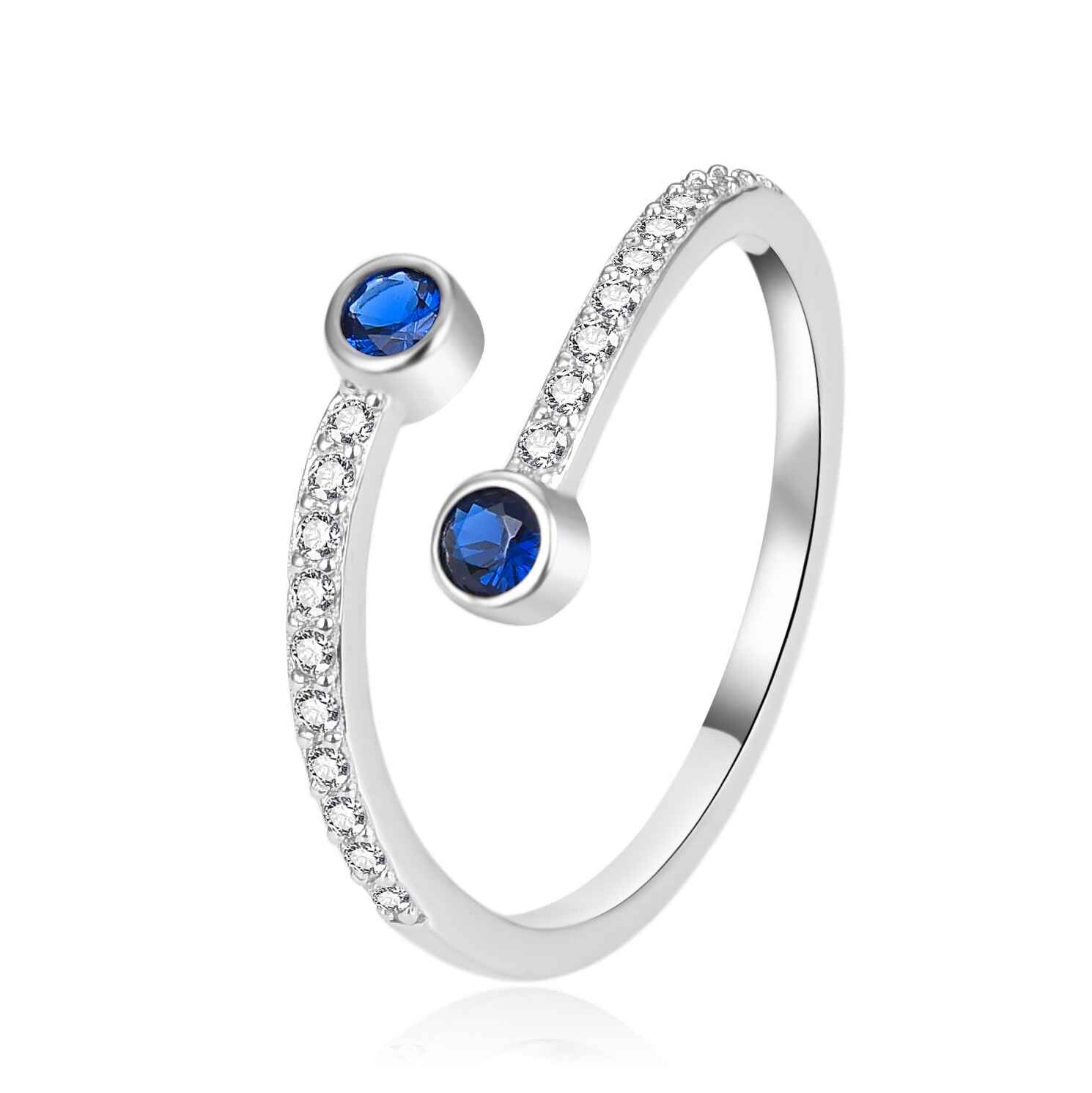 Agato Moderní otevřený stříbrný prsten se zirkony AGT-R61BL 62 mm