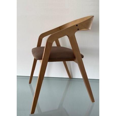 Musig Dřevěná jídelní židle FRAME s čalouněným sedákem