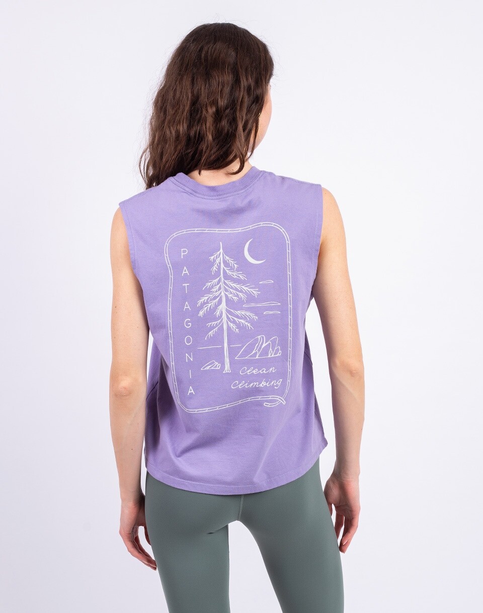 Patagonia W's Clean Climb Roots Boxy Organic Tank Concrete Purple XS