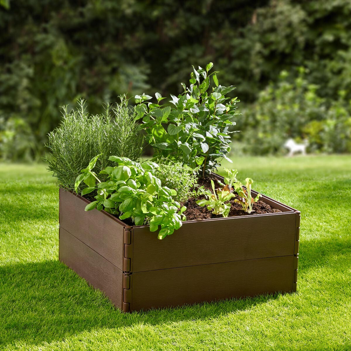Vyvýšený záhon, 8dílný, hnědý