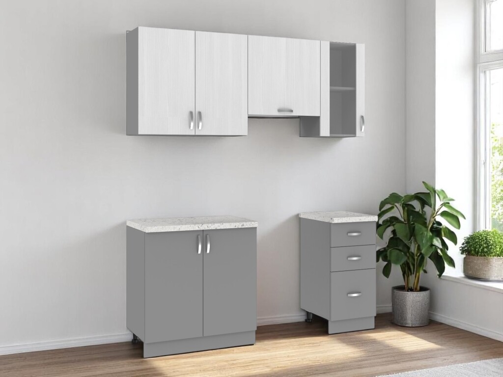 Kuchyně VALSON 120/180 cm, strukturní bílá/lávově šedá