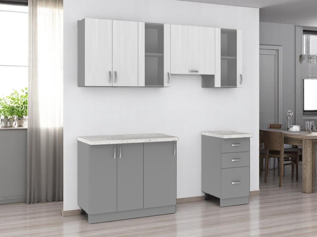 Kuchyně VALSON 140/200 cm, strukturní bílá/lávově šedá