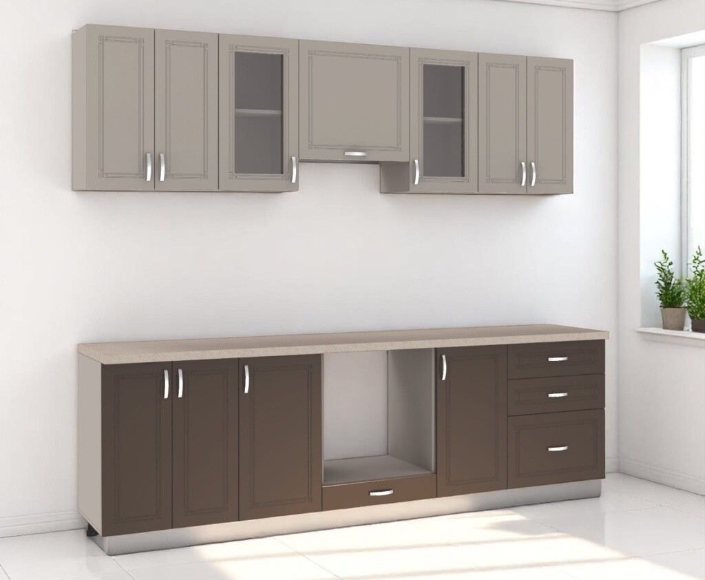 Kuchyně SOLLON 260 cm, latte lesk/irish lesk