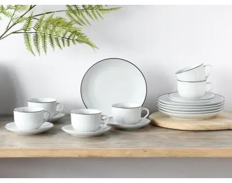 Kávový servis (18 dílů) Luna Black Line, bílý