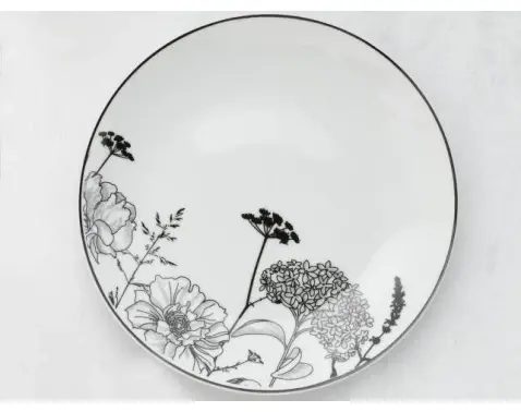 Mělký talíř Luna Black Flower, 27 cm