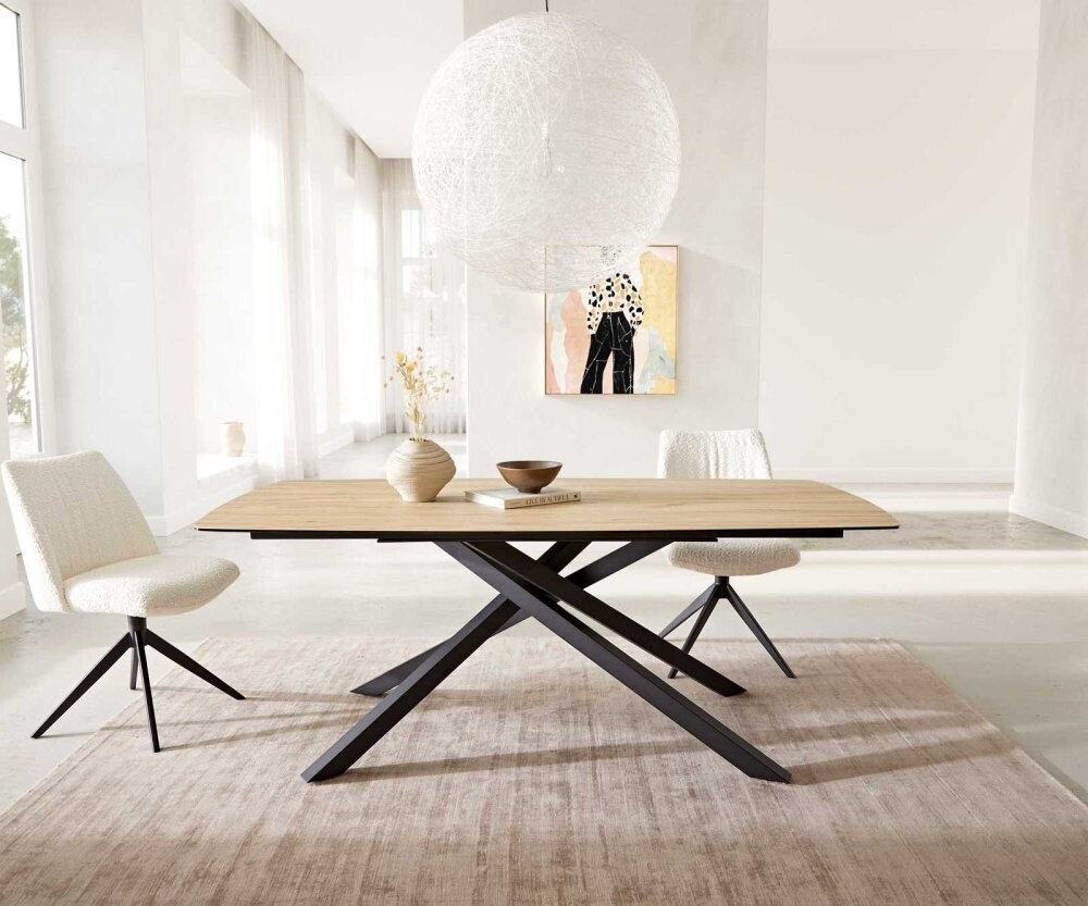 Jídelní stůl Edge oválný 200x100 keramika Laminam® Sabbia křížová