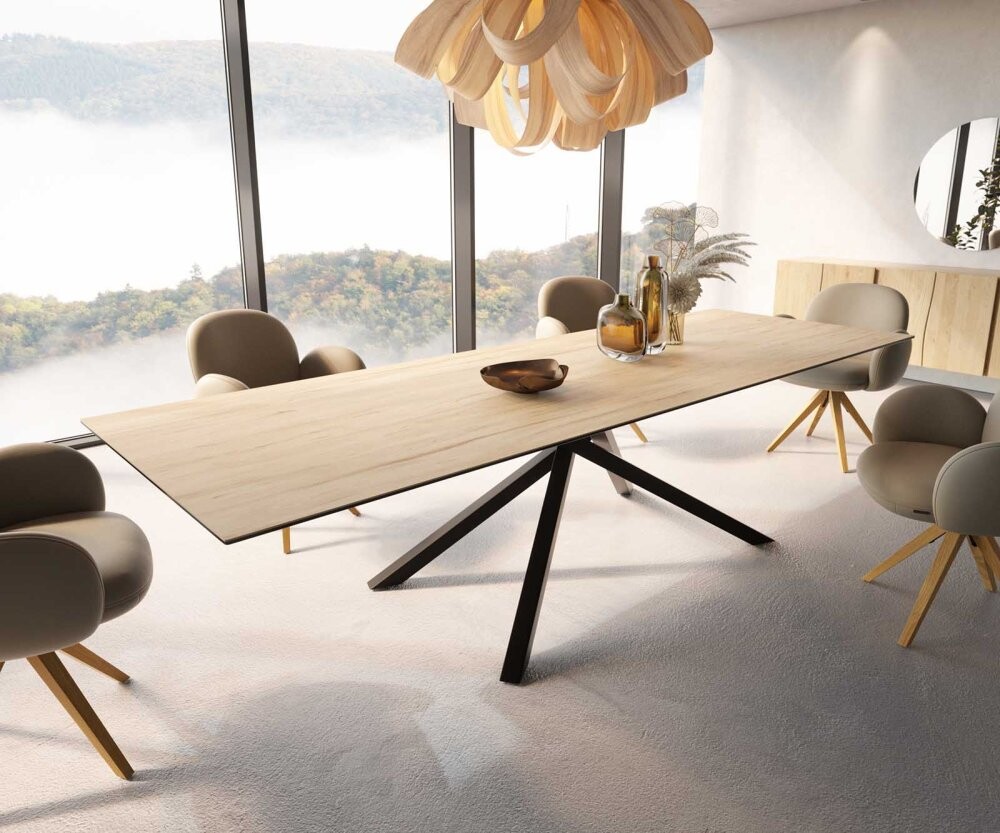 Jídelní stůl Edge 300x100 keramika Laminam® Sabbia křížová podnož