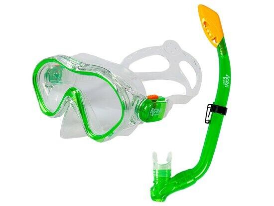 Šnorchlovací set 2 v 1, DĚTSKÝ, ZELENÝ, obsahuje masku a šnorchl