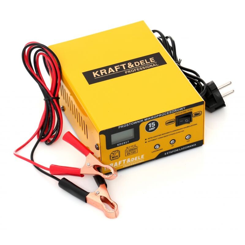 Kraft&Dele KD1917 mikroprocesorová nabíječka 15A 6/12V LCD