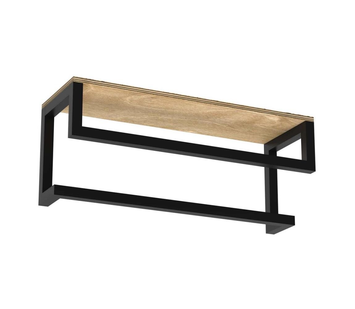 Nástěnný věšák na ručníky s policí 14x40 cm černá