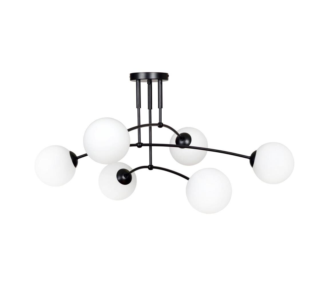 EMIBIG Lustr na tyči PREGOS 6xE14/10W/230V černá/bílá