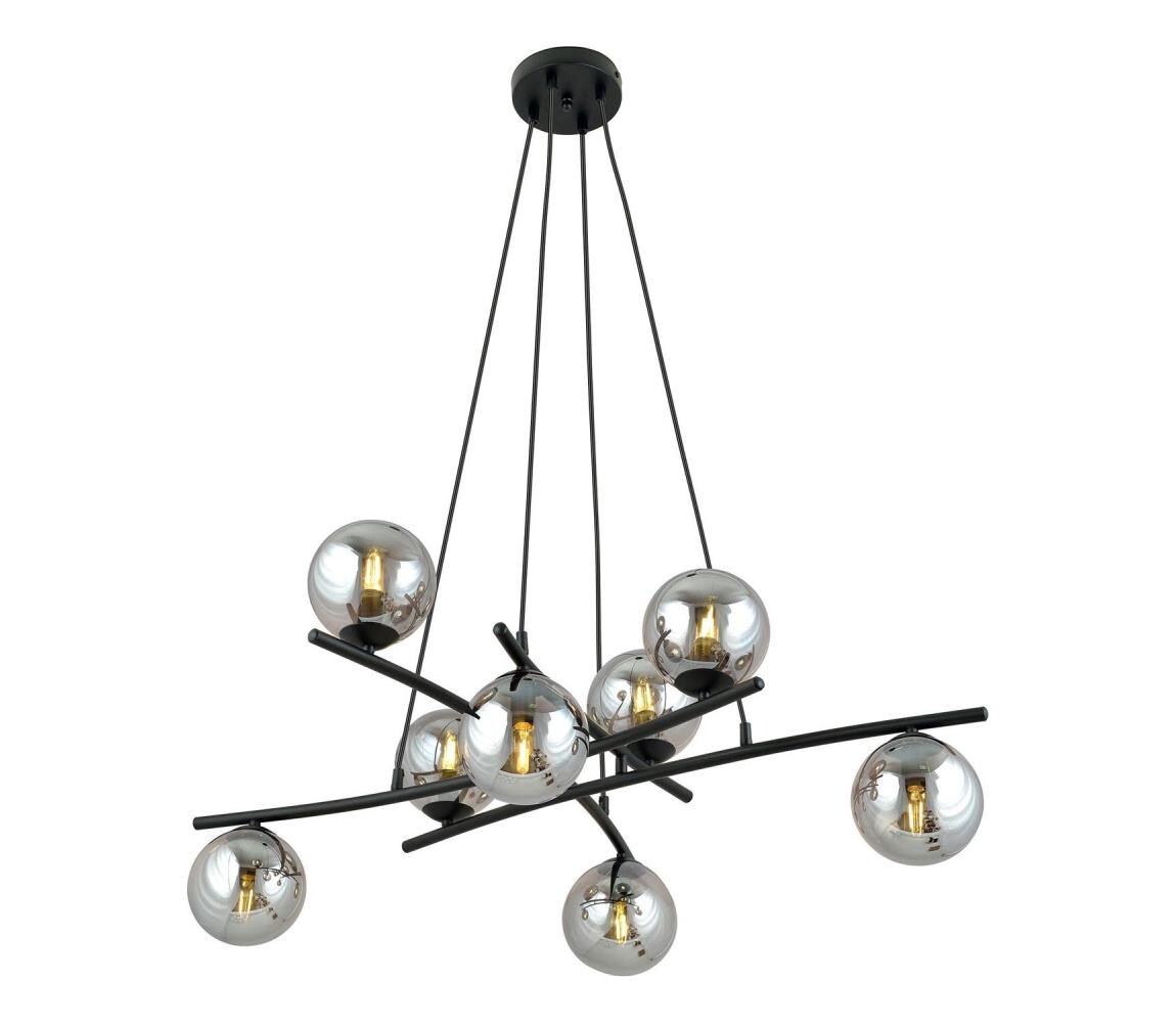 EMIBIG Lustr na lanku ESSA 8xE14/10W/230V černá/kouřová