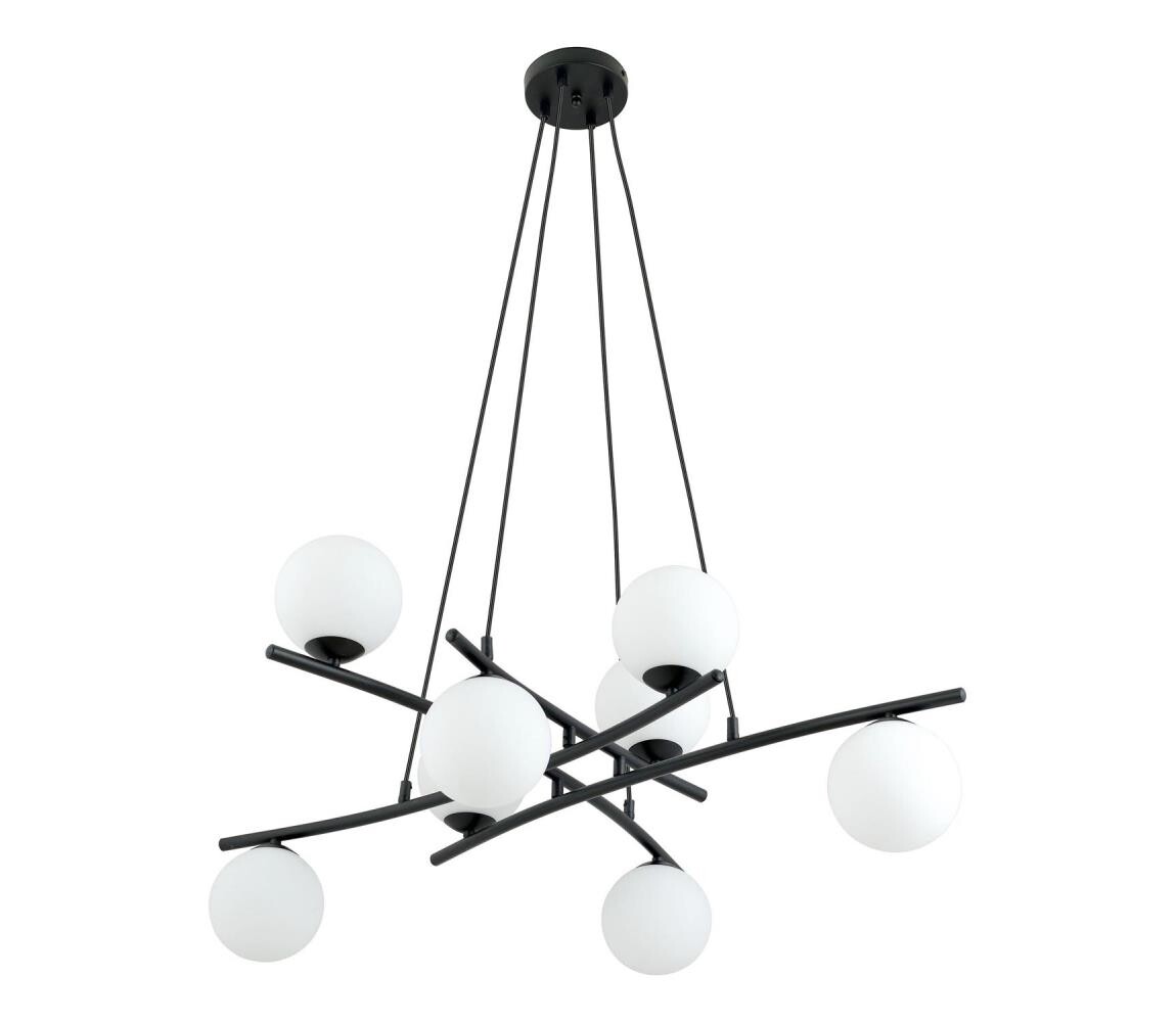 EMIBIG Lustr na lanku ESSA 8xE14/10W/230V černá/bílá