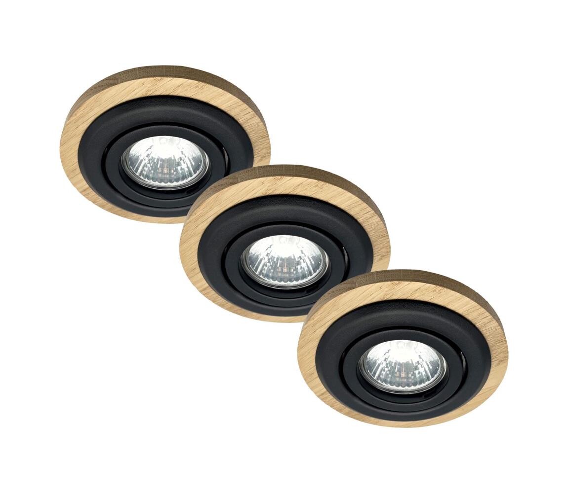SADA 3x Podhledové svítidlo TOBBY 1xG9/20W/230V pr. 11,5 cm dub/černá