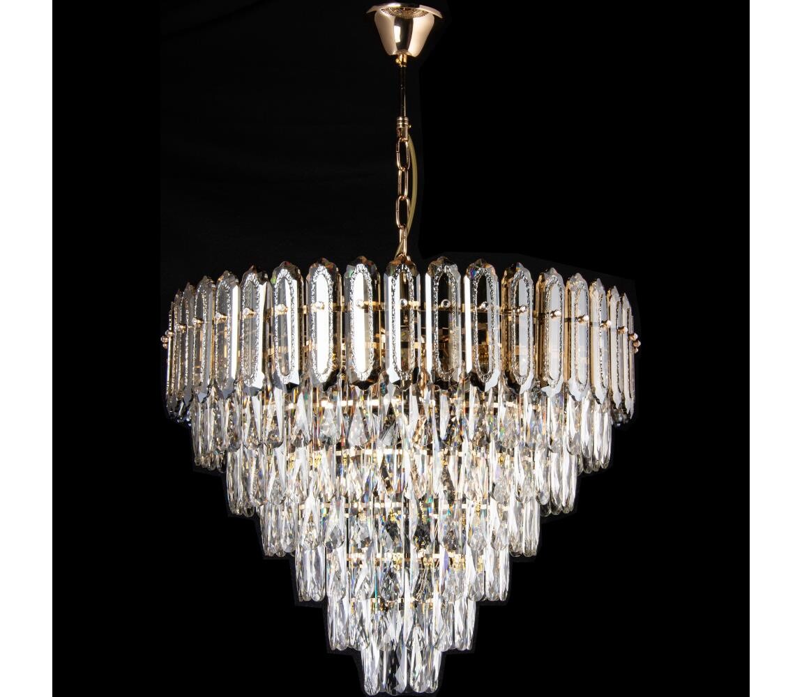 LED Lustr na řetězu 11xE27/60W/230V + 7xLED/6W pr. 60 cm zlatá