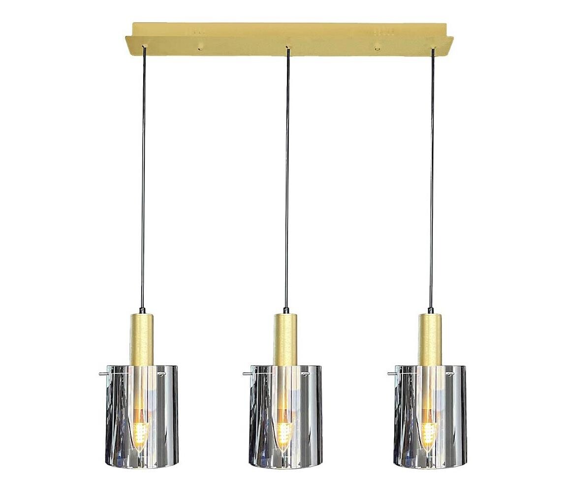 Lustr na lanku ARCADIA 3xE27/60W/230V zlatá/kouřová