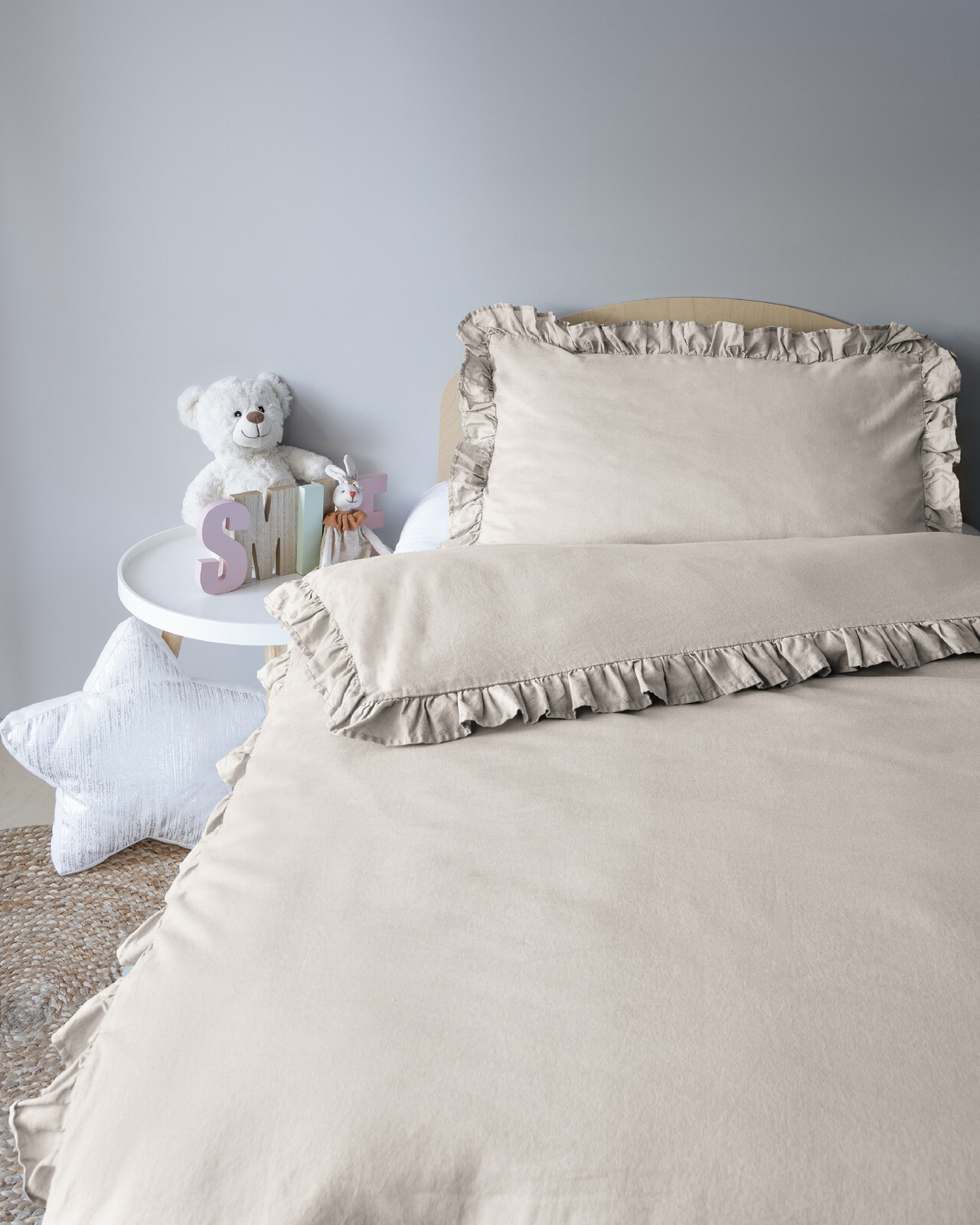 Detexpol Povlečení do postýlky 100x135 + 40x60 cm s volánkem - Mayamoo béžové