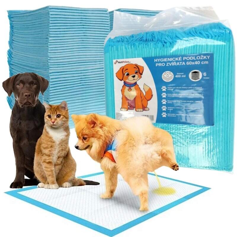 Hygienické podložky absorpční 6 vrstvé pro psy a kočky 50 ks 60x40 cm