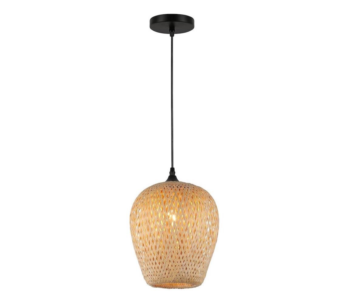 Lustr na lanku ALMA 1xE27/60W/230V pr. 23 cm bambus