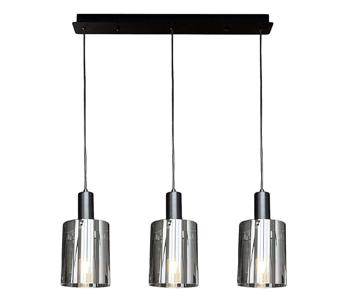 Lustr na lanku ARCADIA 3xE27/60W/230V černá/kouřová