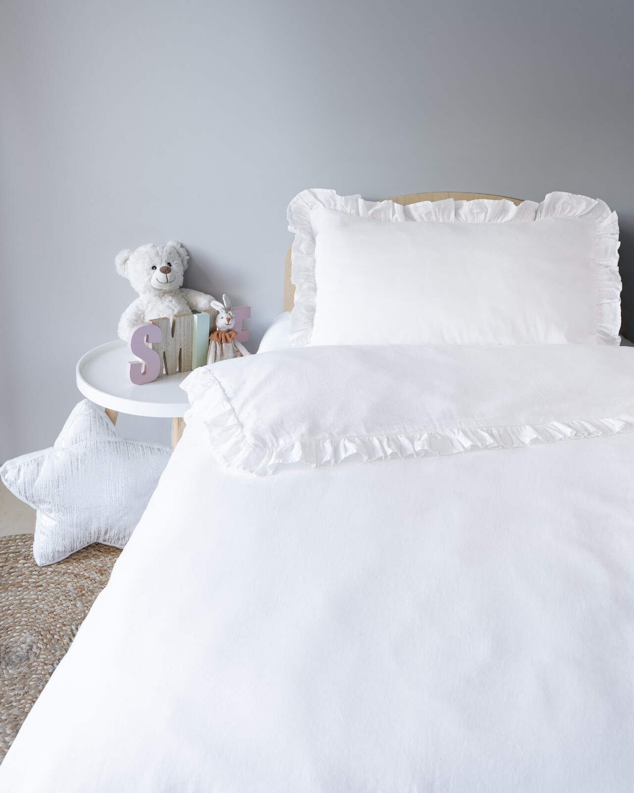 Detexpol Povlečení do postýlky 100x135 + 40x60 cm s volánkem - Mayamoo bílé