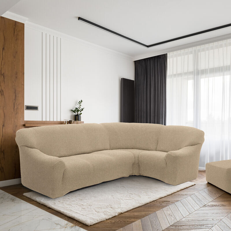 Potah multielastický na rohovou sedačku, Denia, smetanový