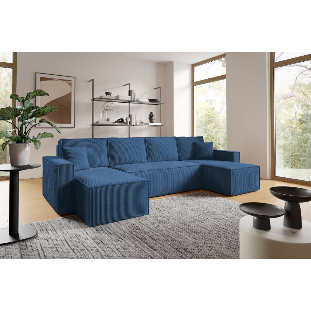 Eka Rohová sedačka BASIC U, 305 cm Barva látky: POSO 05 (Modrá)
