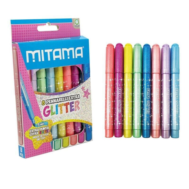 Mitama Mitama, 62937, sada Jumbo ergonomických popisovačů/fixy, glitter, 8 ks