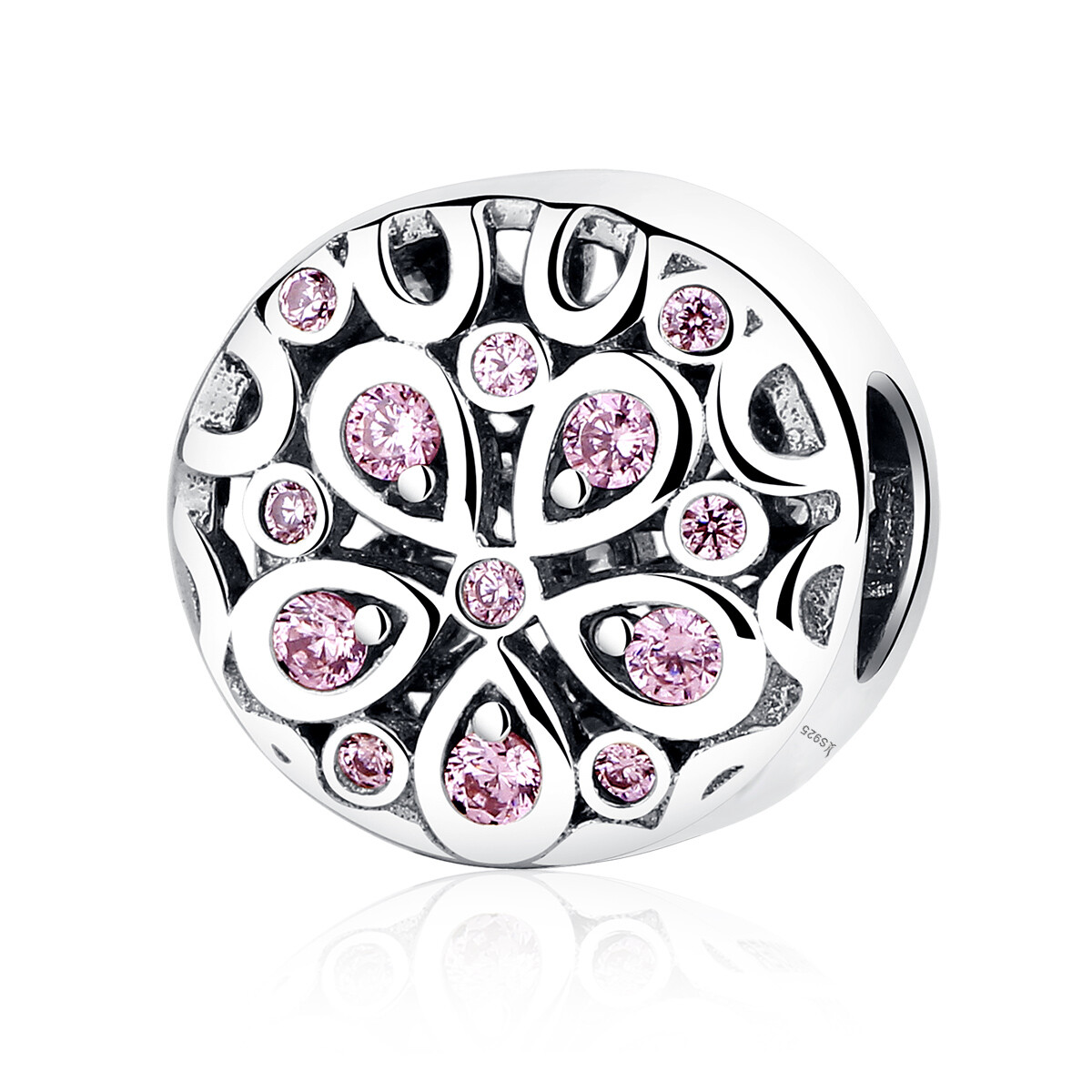 Elenys stříbrný přívěsek Růžová krystalická květina