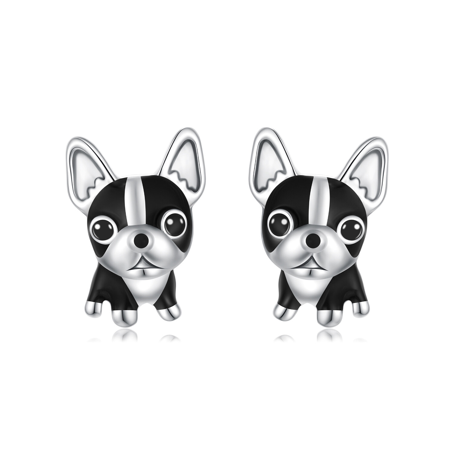 Elenys stříbrné peckové náušnice Francouzský buldoček