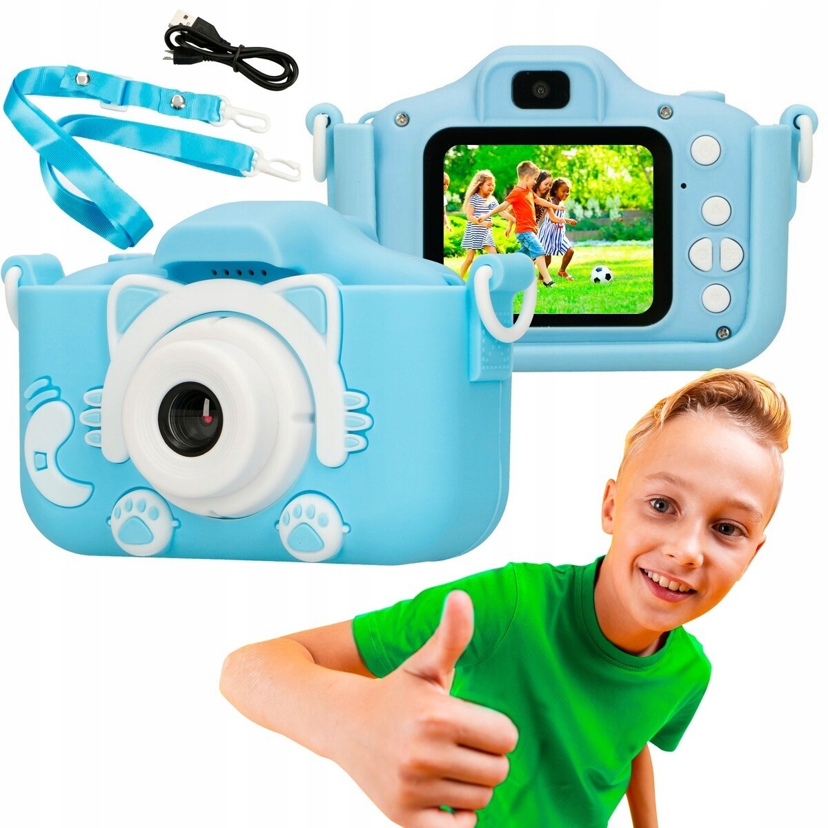 Extralink Kids Camera H27 Dual Modrá Digitální fotoaparát 1080P 30Fps, Vy