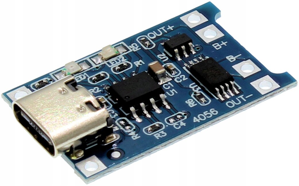 Nabíječka/napájecí zdroj 18650 Li-Ion Li- Pol TP4056 1A 1S Usb typu C Arduino Esp